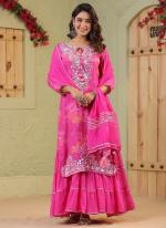 Muslin Pink Wedding Wear Gotta Pati Work Readymade Suit With Skirt